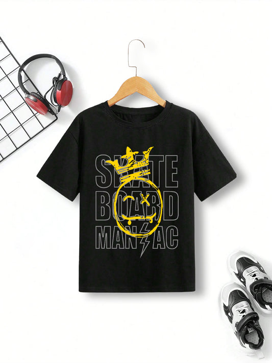 Manlino boys  black half sleeve round neck tshirt