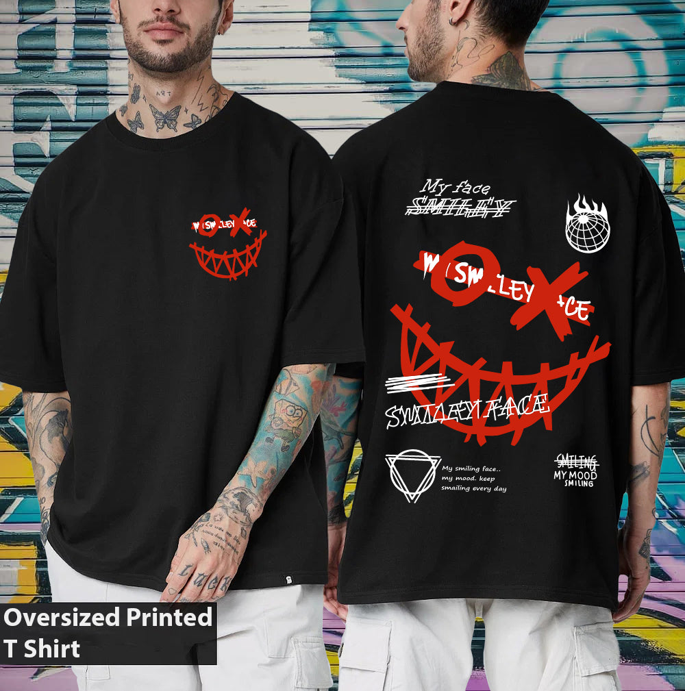 Fake Smiley Face - Oversized Tshirt