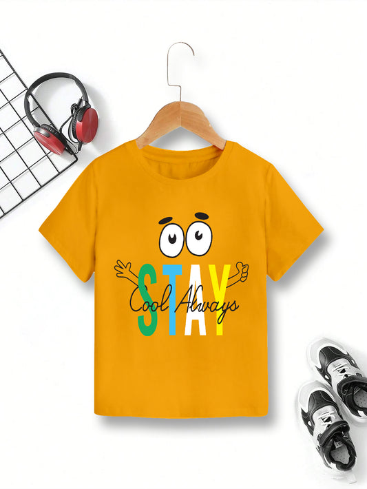 Manlino Kids Mustard half sleeve round neck tshirt