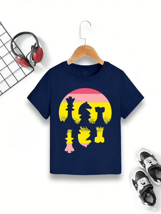 Manlino Kids Navy half sleeve round neck tshirt