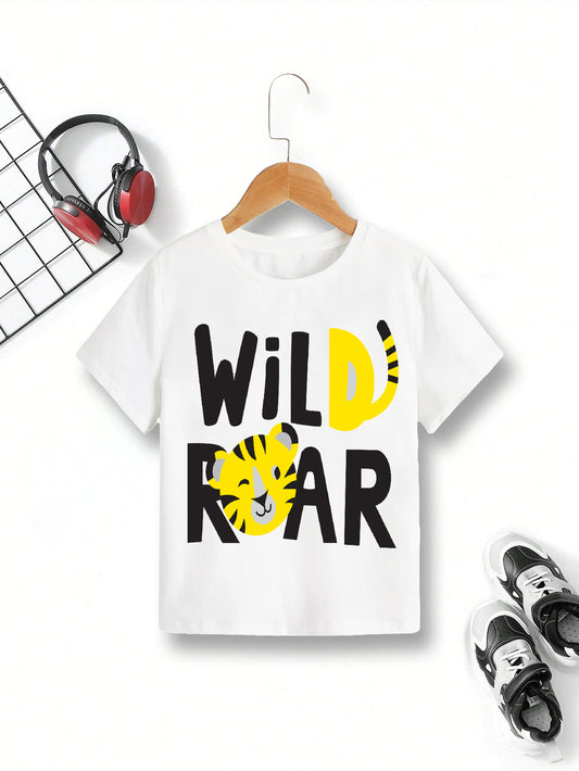 Manlino Kids White half sleeve round neck tshirt
