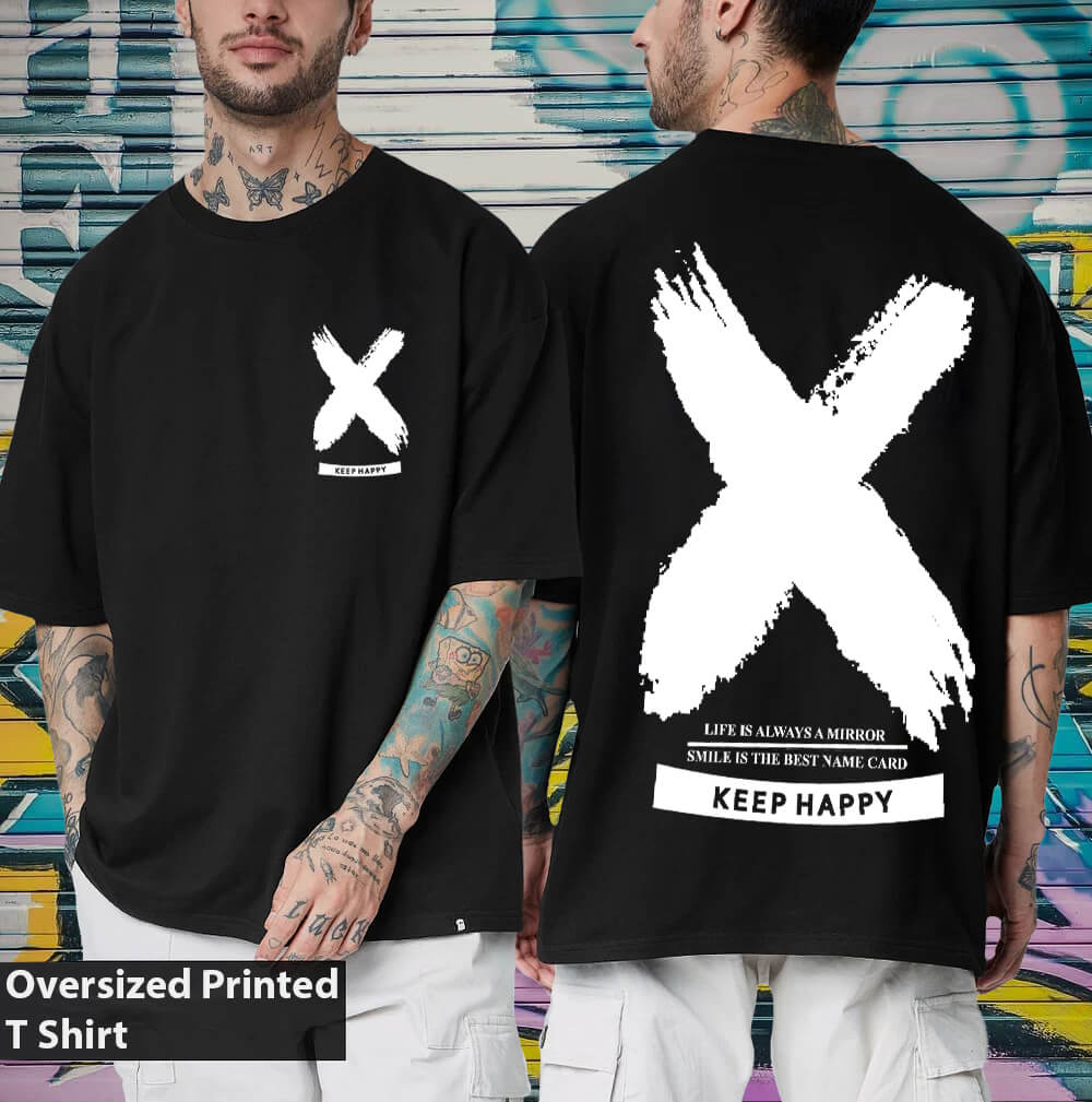 men oversized back print t shirt