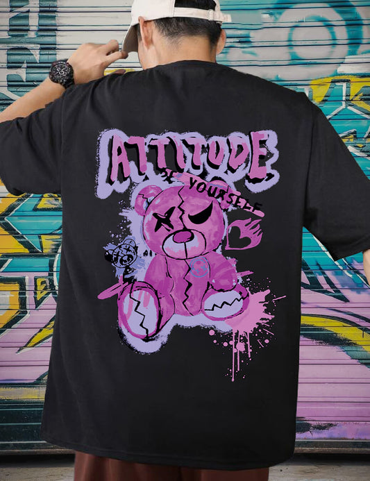 attitude black t shirt- oversized t shirt