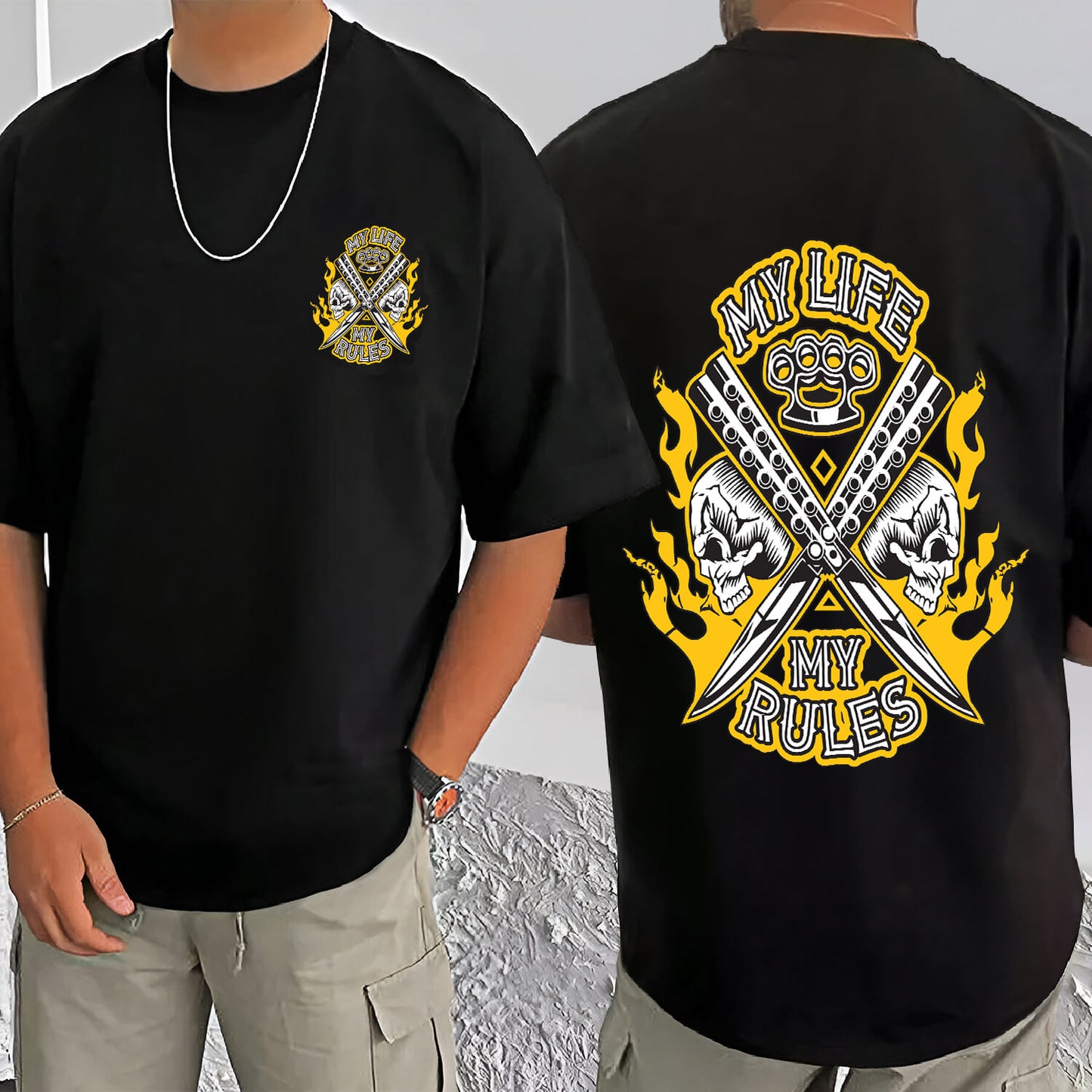 skull t shirt-Oversized Tshirt