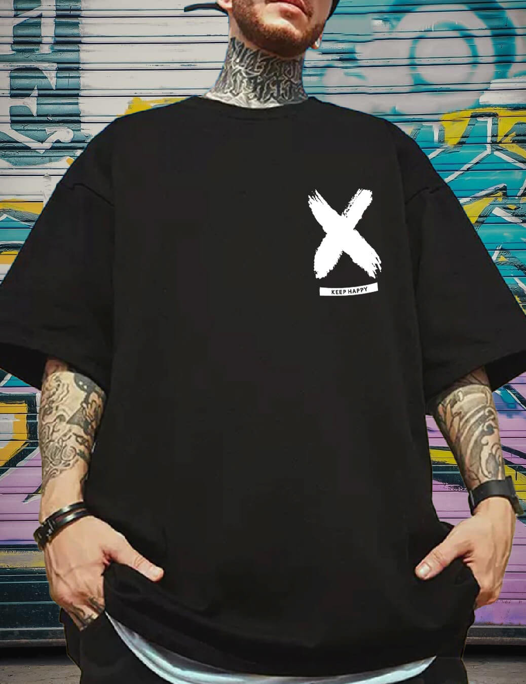 black oversized tshirt back print