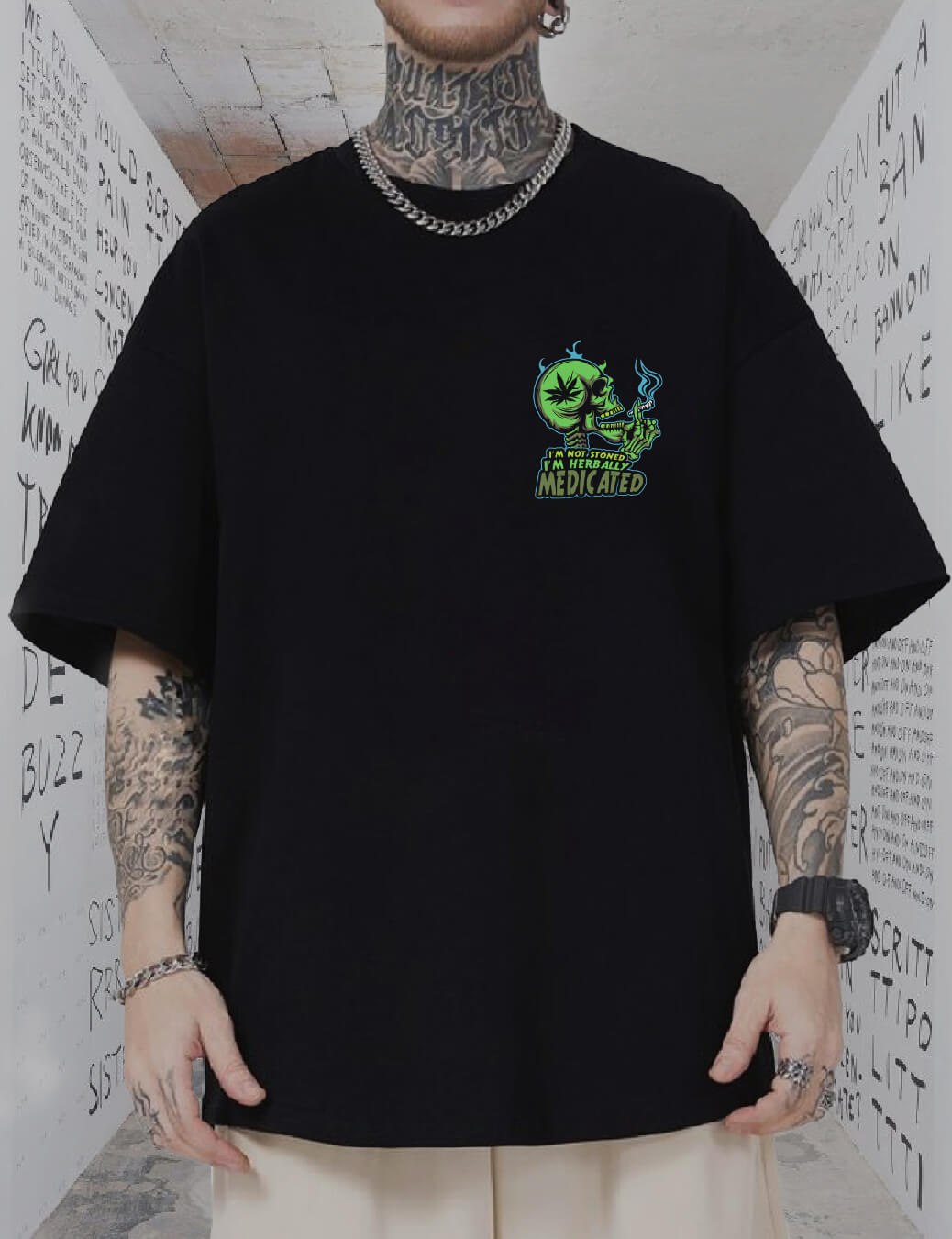 Smokin-Skull - Oversized Tshirt