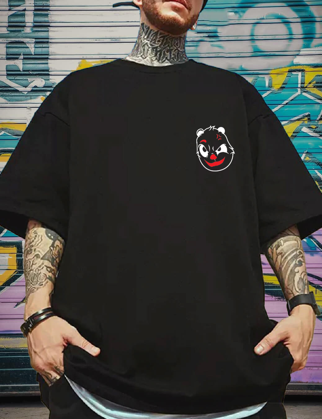 oversized t shirt black panda