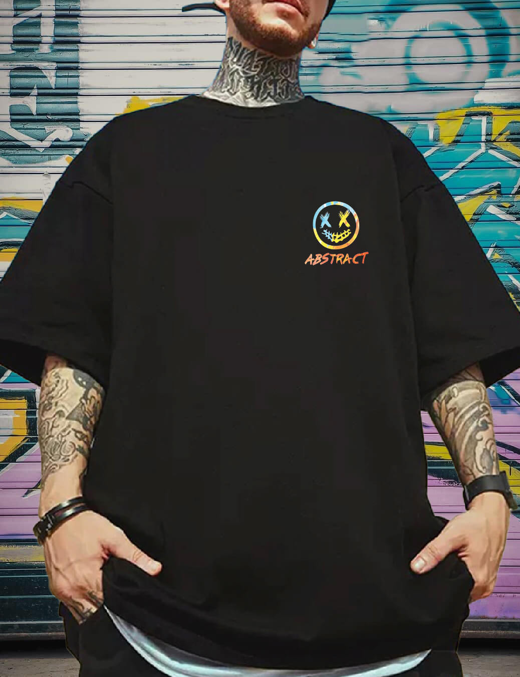 mens oversized shirt smile