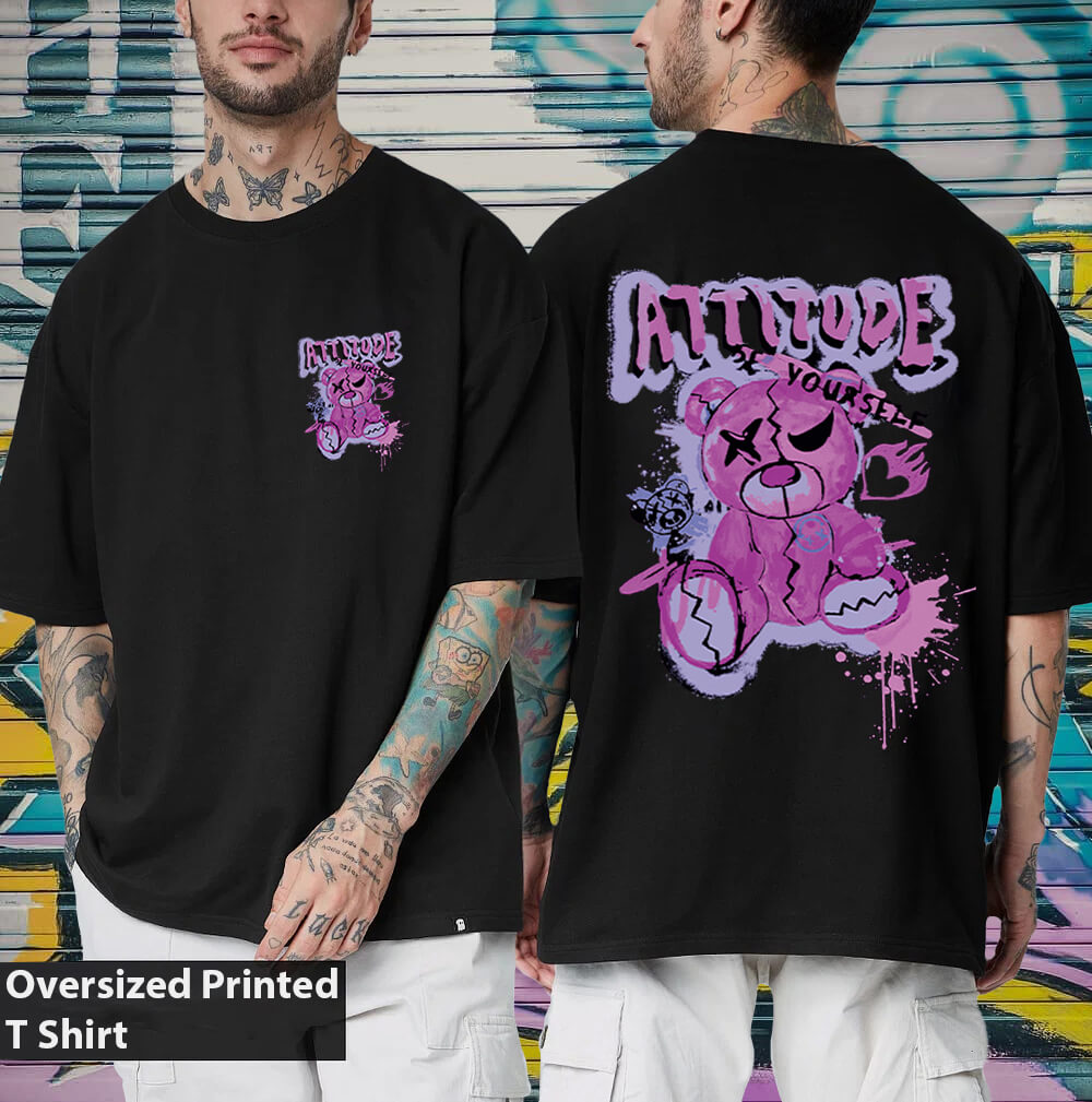 attitude black t shirt- oversized t shirt
