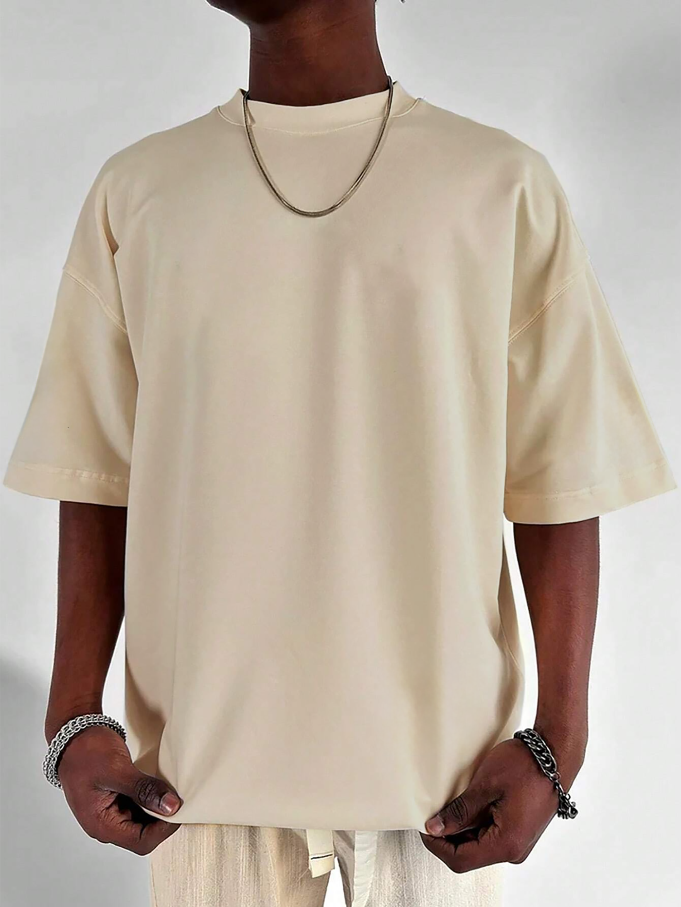 Cream Color Oversized Tshirt - Verified