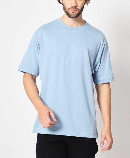 Lite Blue Color Oversized Tshirt - Verified