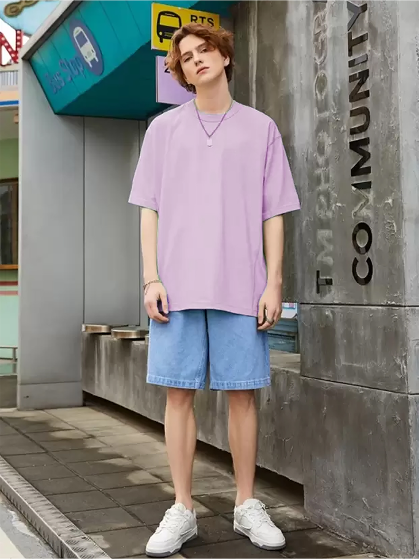 Lavender Color Oversized Tshirt - Verified