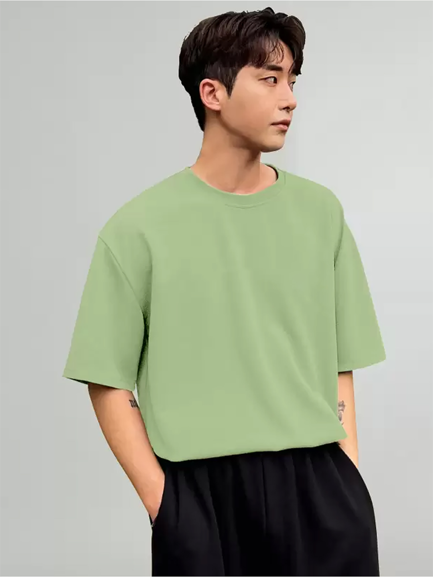 Lite Green Color Oversized Tshirt - Verified