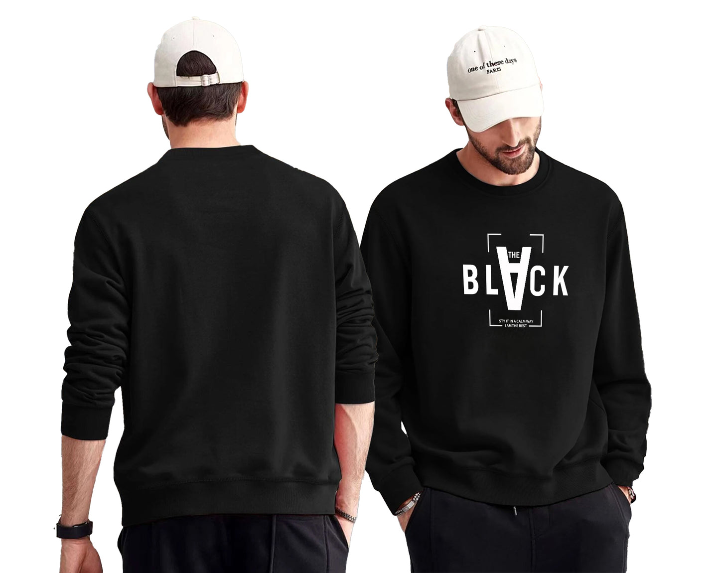 Black Printed -Sweatshirt